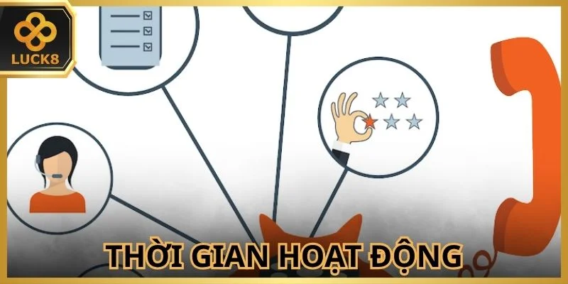 Thời gian hoạt động của dịch vụ liên hệ Luck8